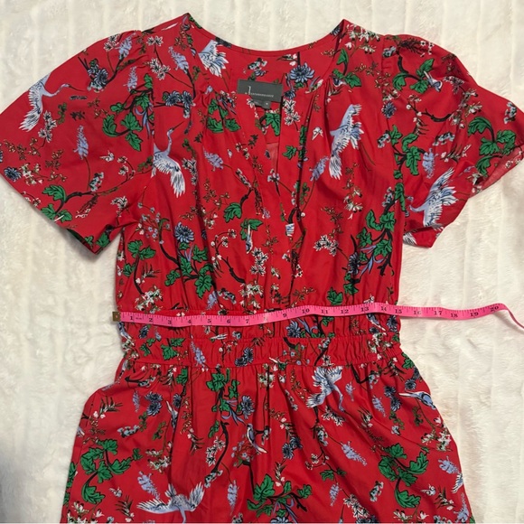 EUC Anthropologie Somerset Mini Dress in red floral bird print Medium - Picture 2 of 5